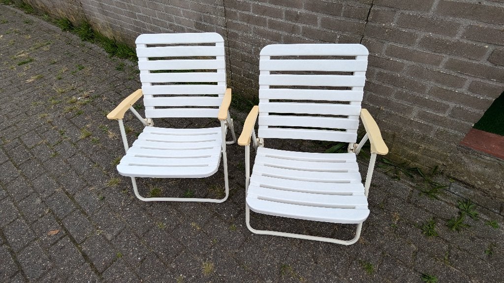 Campingstoeltjes campingstoelen 2 stuks wit, Caravans en Kamperen, Ophalen of Verzenden, Campingstoel