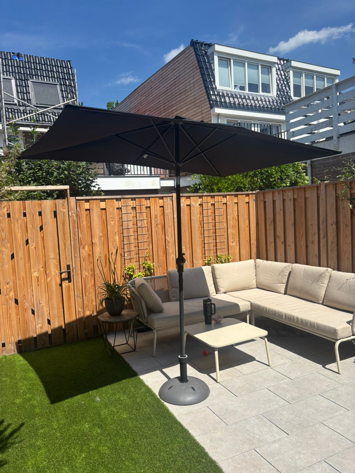 Parasol zwart ecru 1,5 x 2,5 m, Tuin en Terras, Ophalen, Kantelbaar, Zo goed als nieuw, 1 tot 2 meter