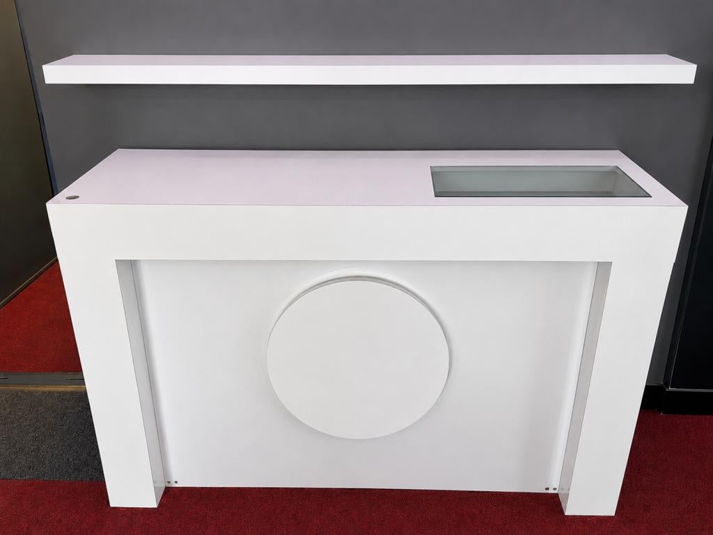 Witte balie met 3 lades en glazen moet dit weekend weg, Receptie of Entree, Ophalen, Gebruikt, Tafel