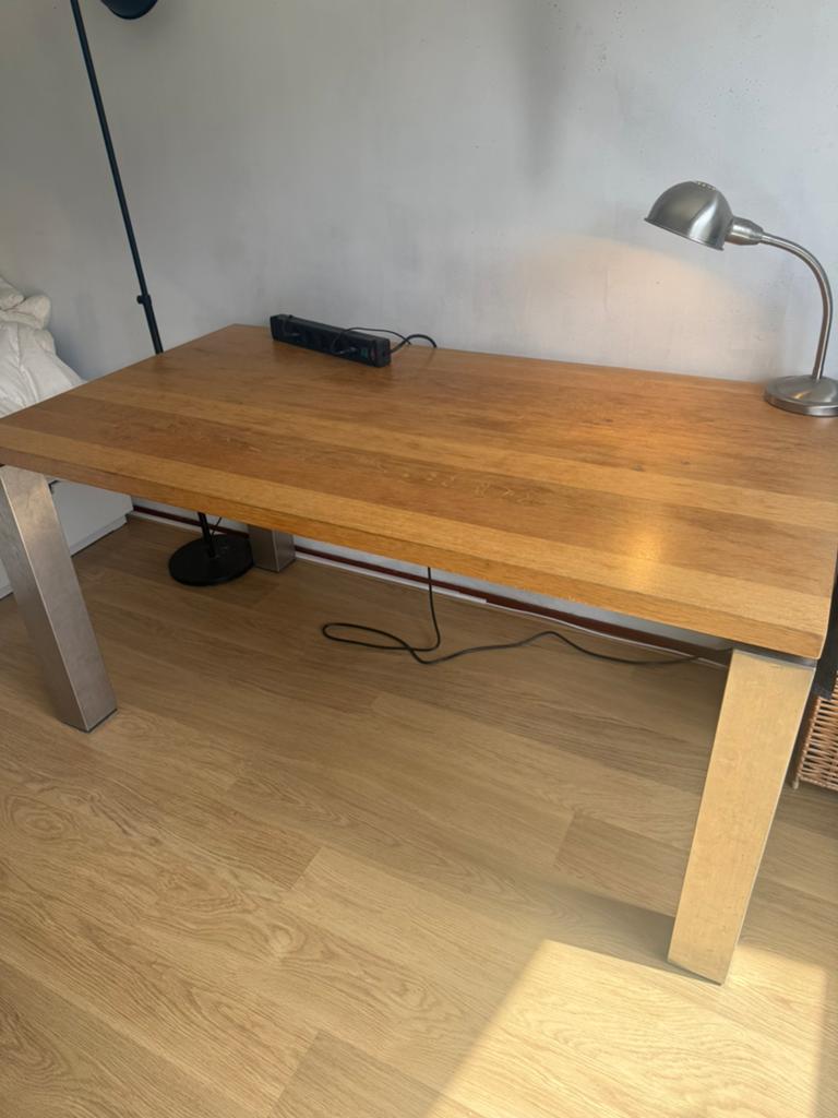 Mooie robuuste houten tafel, Ophalen, Rechthoekig, 200 cm of meer, 50 tot 100 cm