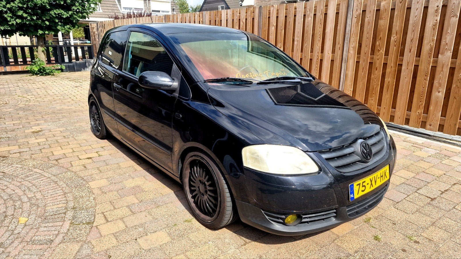 Volkswagen Fox 1.4 55KW 2008 Zwart, Auto's, Voorwielaandrijving, 15 km/l, 74 pk, 4 stoelen
