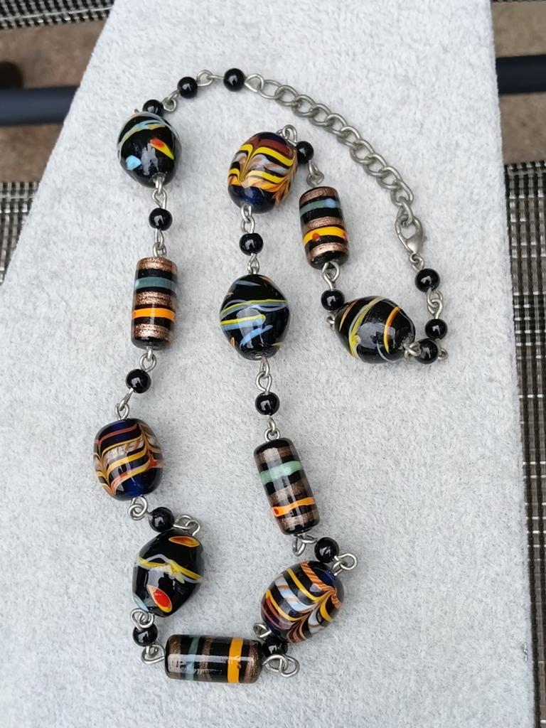 jaren 50 ketting met prachtige Venetiaanse glaskralen, Ophalen of Verzenden, Overige materialen, Ketting