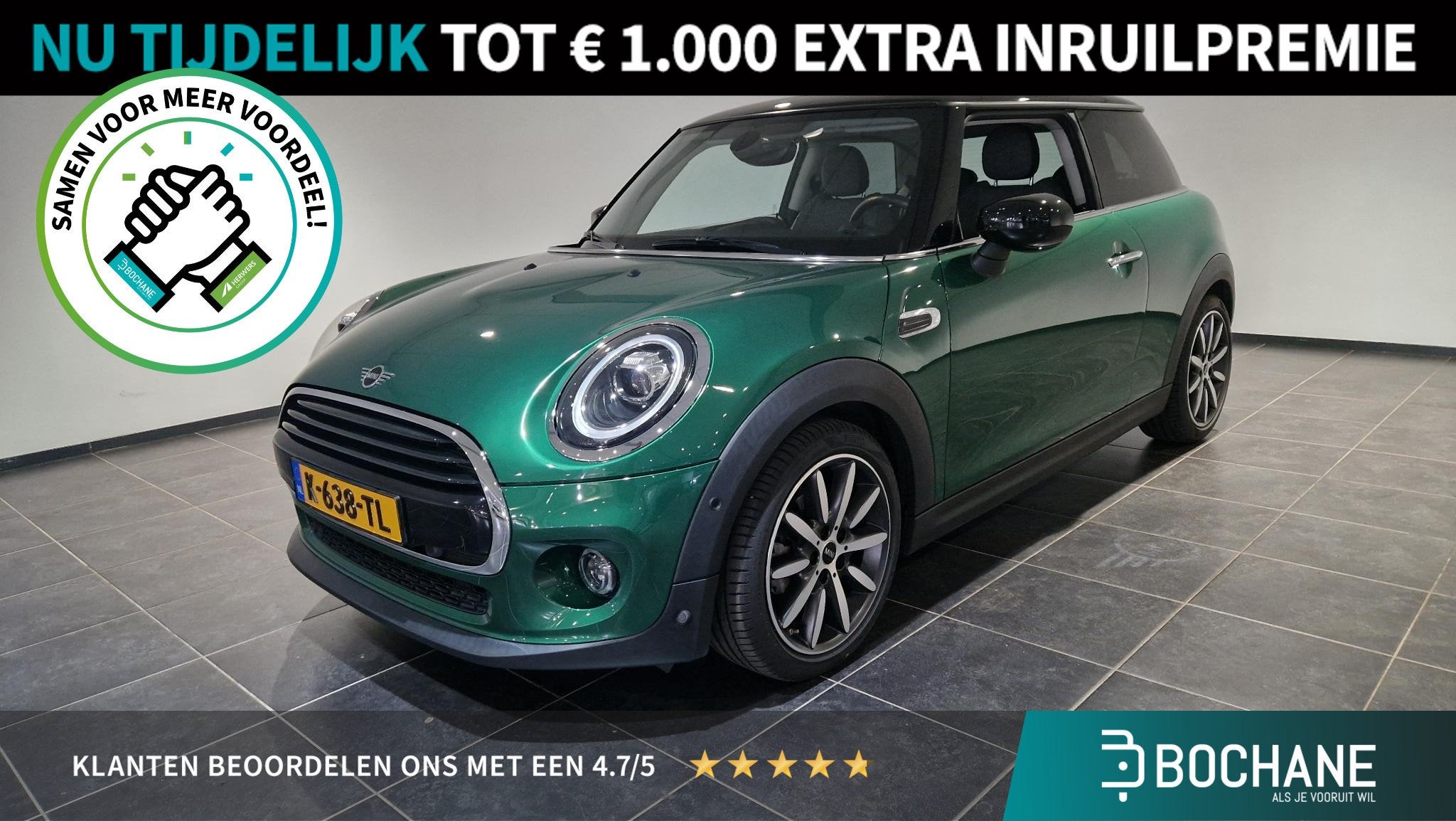 MINI 3-Deurs 1.5 Cooper Chili | Navigatie | Camera | Stoelve, Gebruikt, Euro 6, 4 stoelen, 49 €/maand