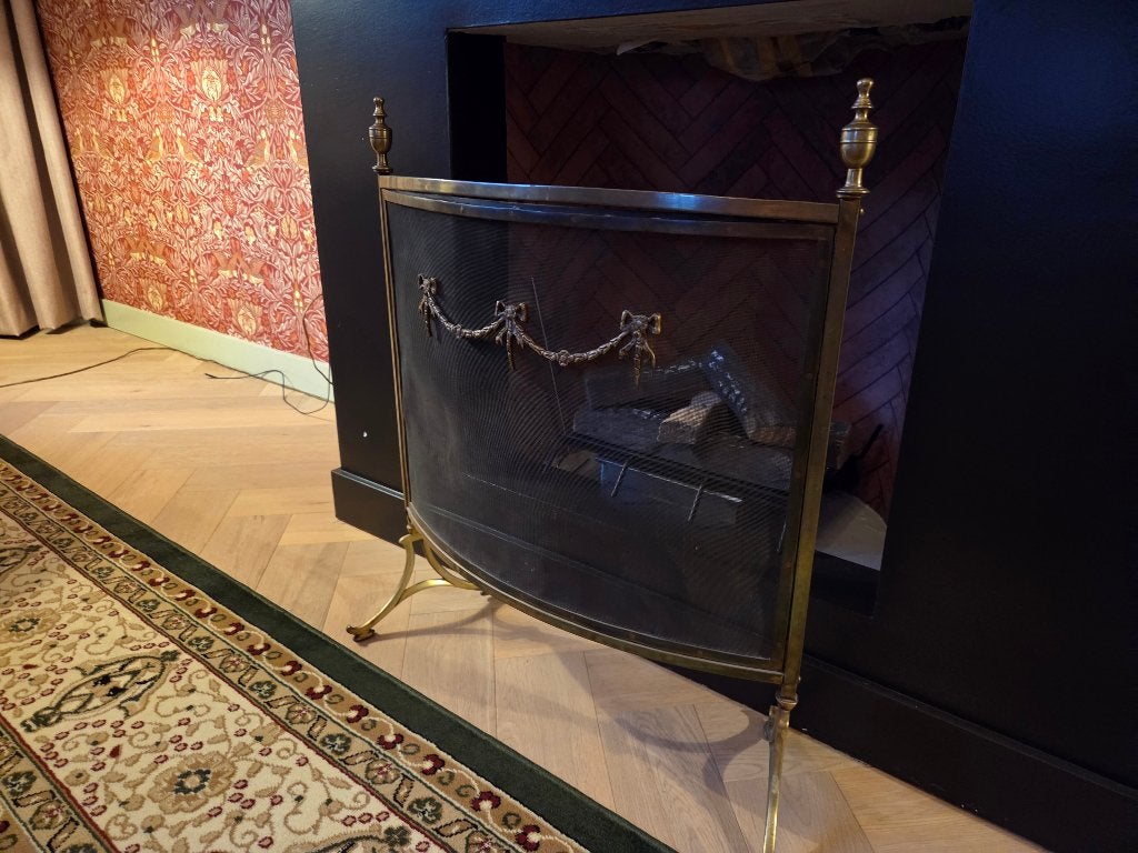 Klassiek elegant haardscherm Messing, Ophalen, Gebruikt, Klassiek, Goud