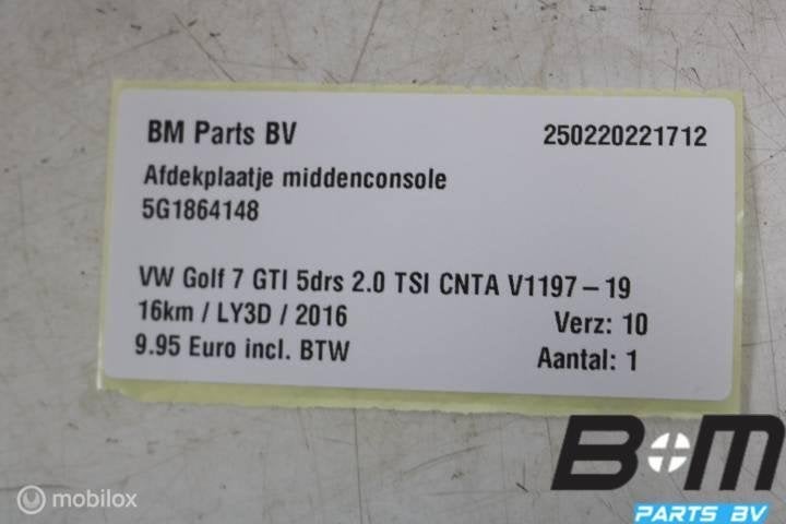 Afdekplaatje middenconsole VW Golf 7 GTI 5G1864148, Auto-onderdelen, Gebruikt