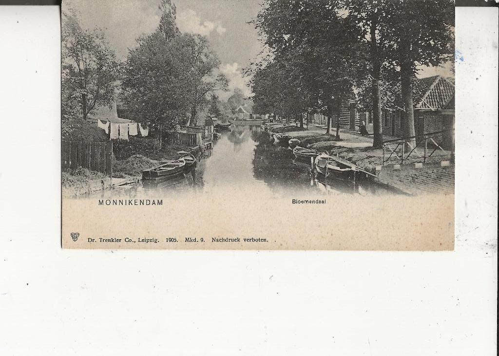 Monnikendam Bloemendaal met roeiboten 1905, Verzamelen, Ansichtkaarten | Nederland, Ophalen of Verzenden, Voor 1920, Ongelopen