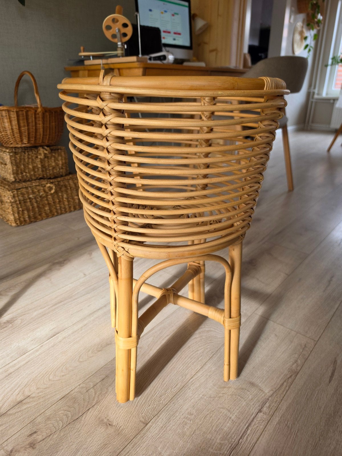 Rotan plantenstandaard - Vintage stijl, Ophalen, Vintage, Gebruikt, Natuurlijk materiaal