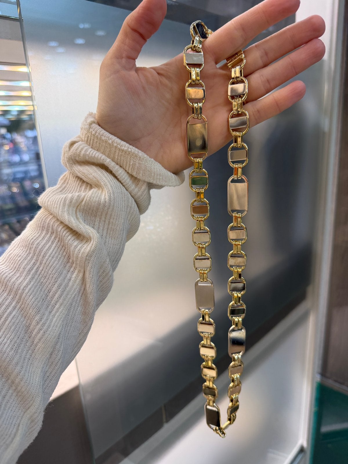 18KT Goud - 156.9 Gram-Ketting -PLATTE MAGNUM - Herenketting, Sieraden, Tassen en Uiterlijk, Ophalen, Nieuw, Goud