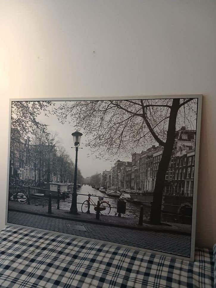 Amsterdamse grachten – ingelijste foto, Ophalen, 100 tot 125 cm, 75 – 100, Print