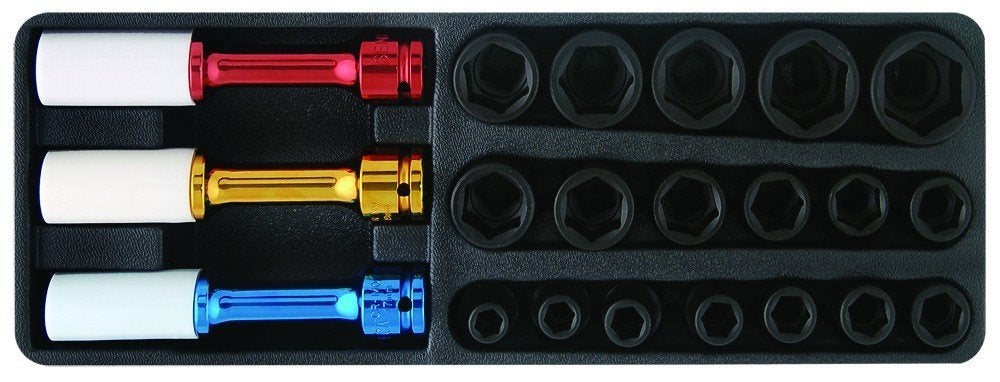 Impact doppen set 1/2" 18 delig   3 teflon doppen, Verzenden