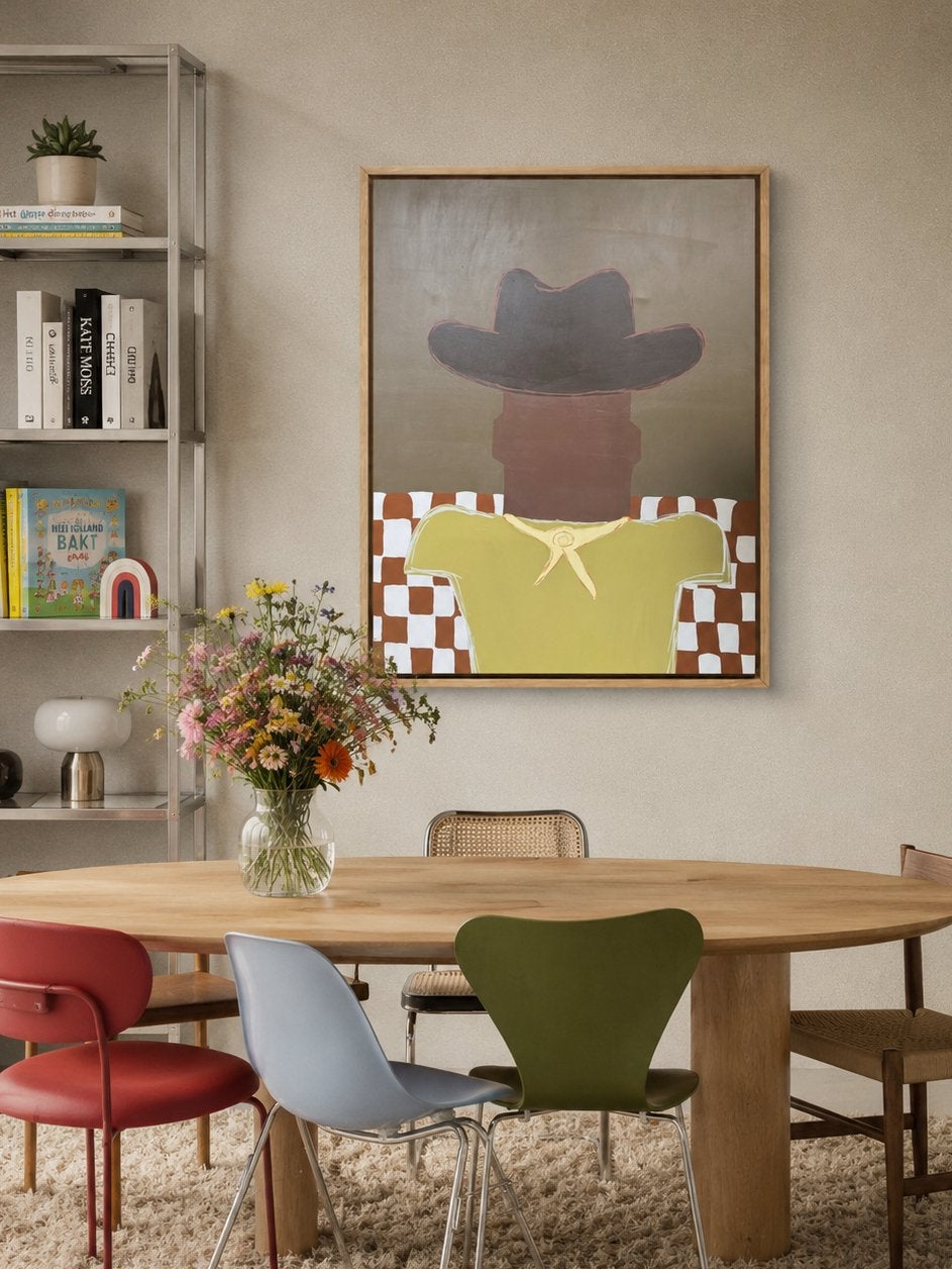 Handgeschilderd Abstract modern hedendaags schilderij cowboy, Ophalen