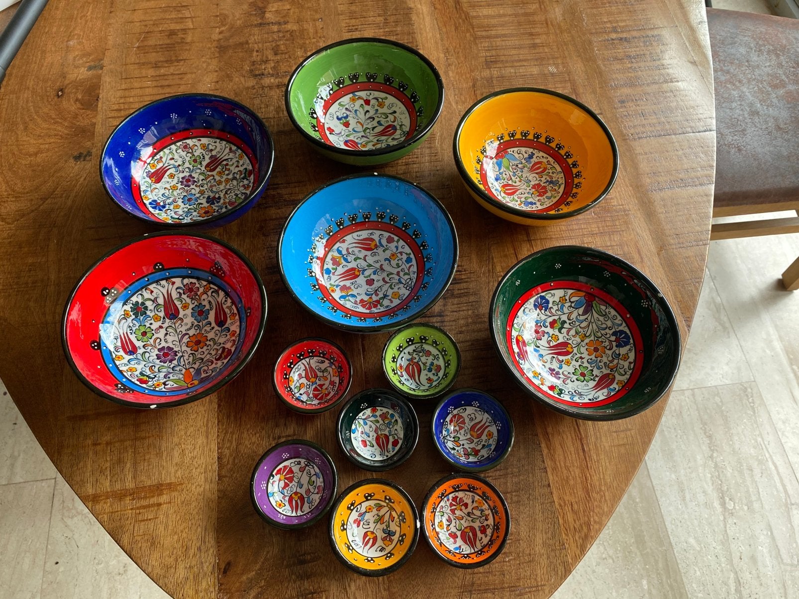 Turkse schaaltjes handgemaakt, Porselein of Keramiek, Schaal, Rond, Ophalen of Verzenden