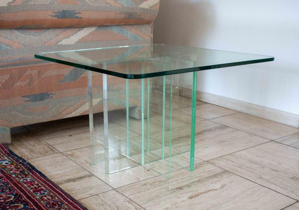 Bijzettafel glas, Ophalen, Gebruikt, 55 tot 75 cm, Glas