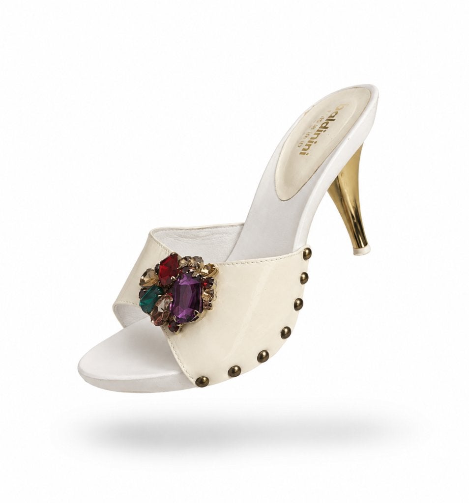 Vintage Baldinini Crystal Mules – maat 36, Kleding | Dames, Schoenen, Wit, Zo goed als nieuw, Baldinini, Sandalen of Muiltjes