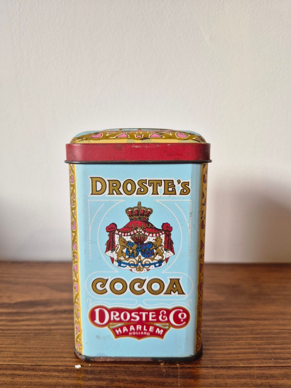 Vintage Droste's Cacao blik met zuster en Droste-effect, Antiek en Kunst, Ophalen of Verzenden