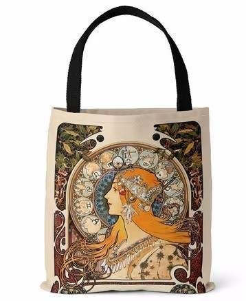 Alphonse Mucha ZODIAC Kunst Canvas Tas jugendstil, Verzenden, Nieuw