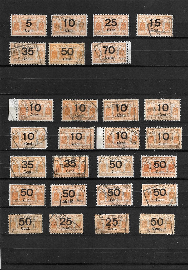 spoorwegzegels gestempeld div aren, Postzegels en Munten, Postzegels | Nederland, Ophalen of Verzenden, T/m 1940, Gestempeld