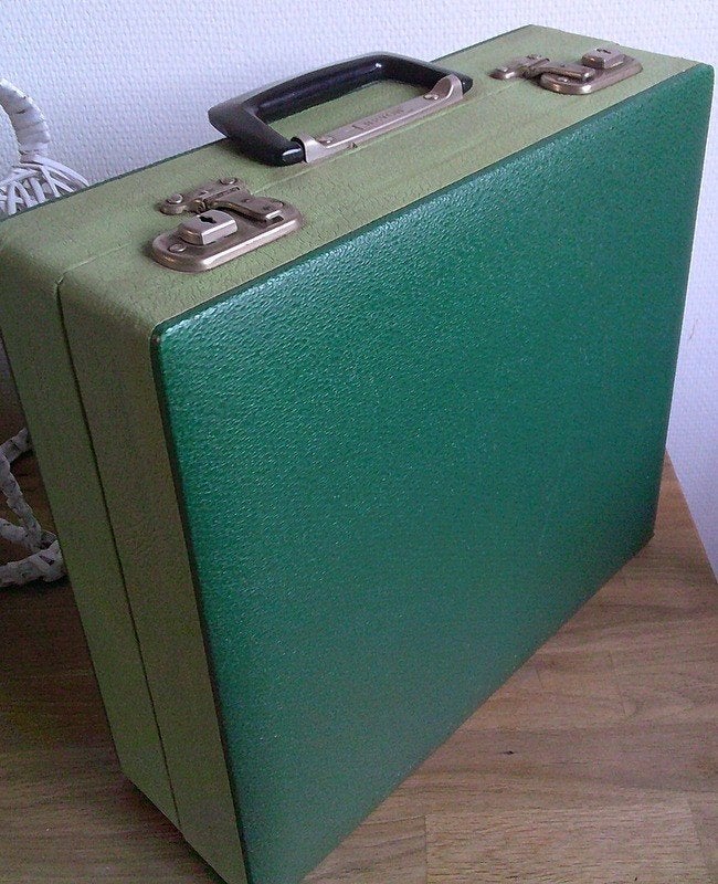Bevon Cheney England elpee koffer groen vintage '70, Antiek en Kunst, Ophalen of Verzenden