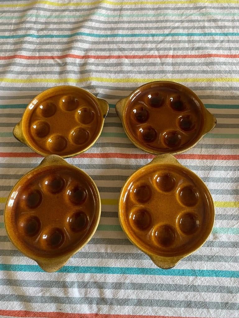 escargot bordjes 4 stuks, Huis en Inrichting, Keuken | Servies, Gebruikt, Ophalen of Verzenden, Bord(en), Overige stijlen