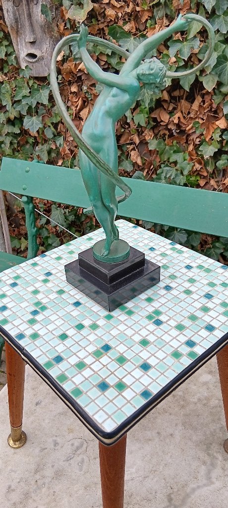 Vintage bijzettafeltje mozaïek ingelegd, Minder dan 55 cm, Gebruikt, Ophalen of Verzenden, 60 cm of meer