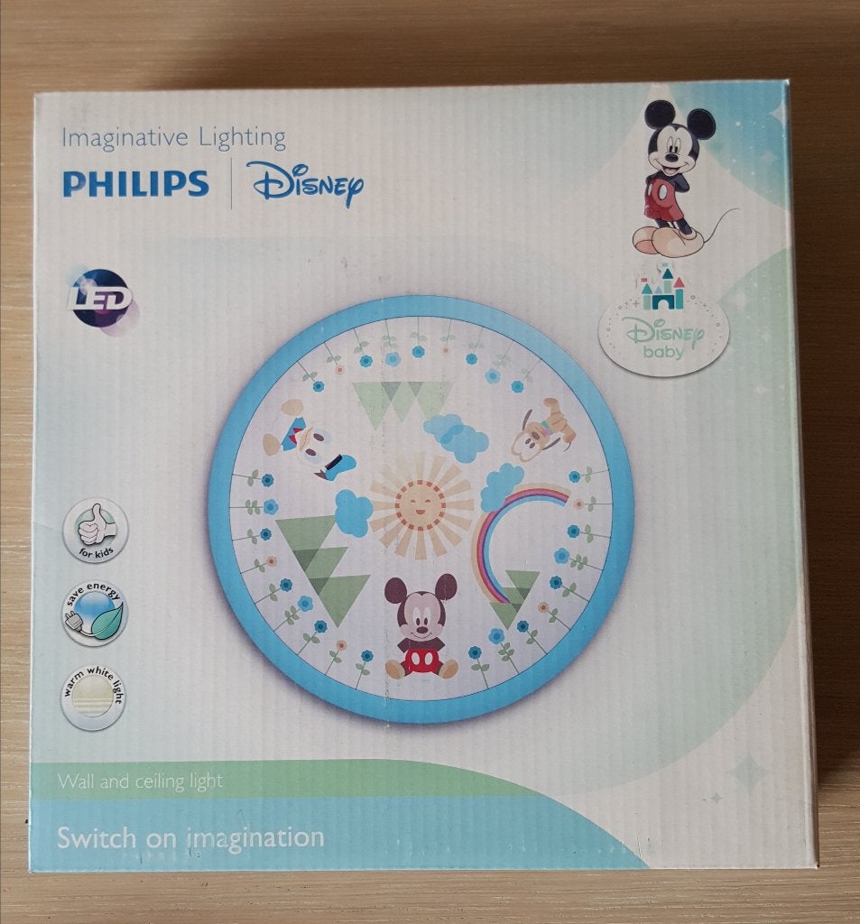 Philips Disney Mickey Mouse Plafondlamp / wandlamp blauw NOS, Wasbaar, Nieuw, Ophalen of Verzenden, Meerkleurig