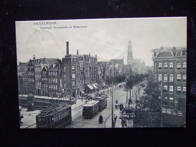 Amsterdam Gedemte Rozengracht en Westertoren, Verzamelen, Ophalen of Verzenden, Voor 1920, Noord-Holland