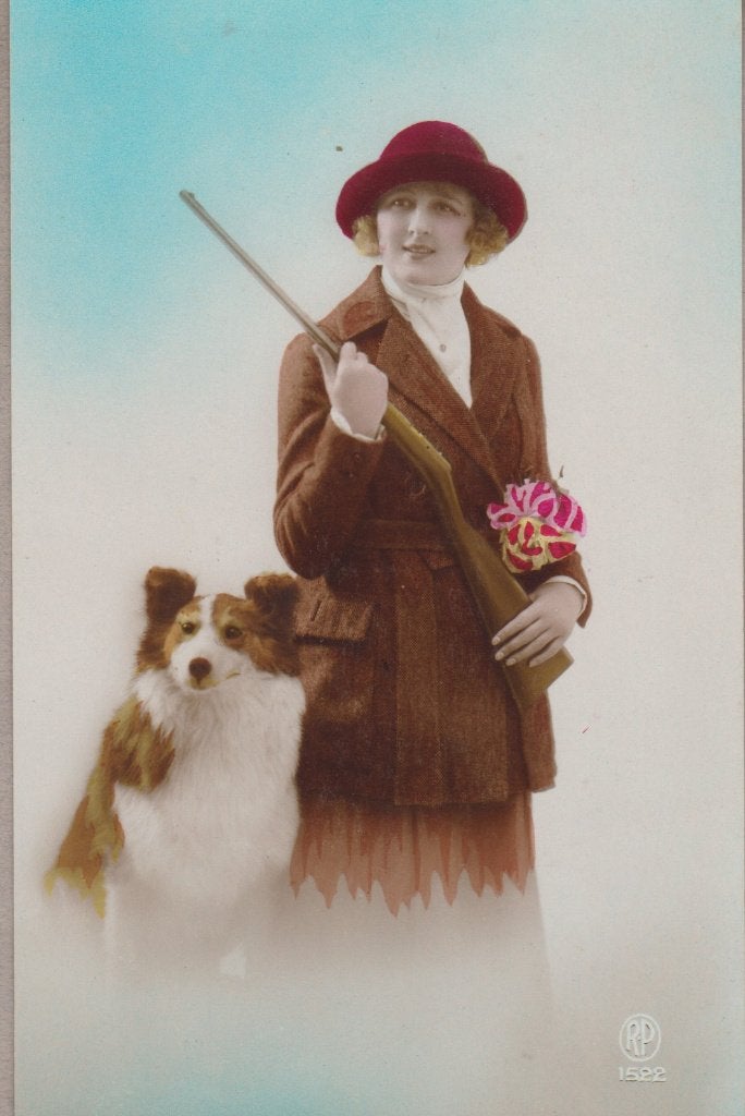 Meisje met Schotse Collie. Zeer oude AK. 1922, Verzenden, 1920 tot 1940, Gelopen, Kinderen