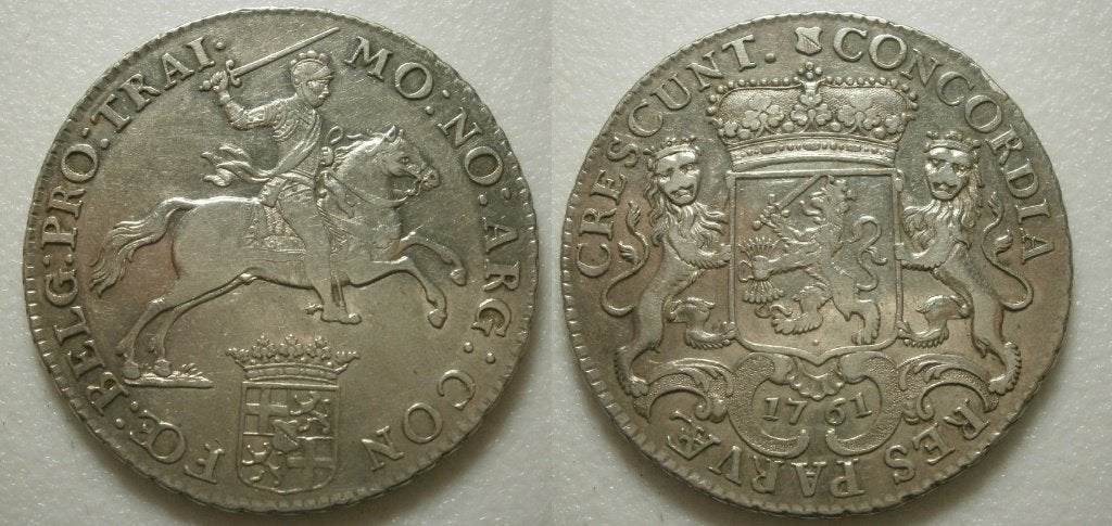 Utrecht ½ Dukaton zilver 1761 met een Bloemrand !, Vóór koninkrijk, Zilver, Ophalen of Verzenden, Losse munt