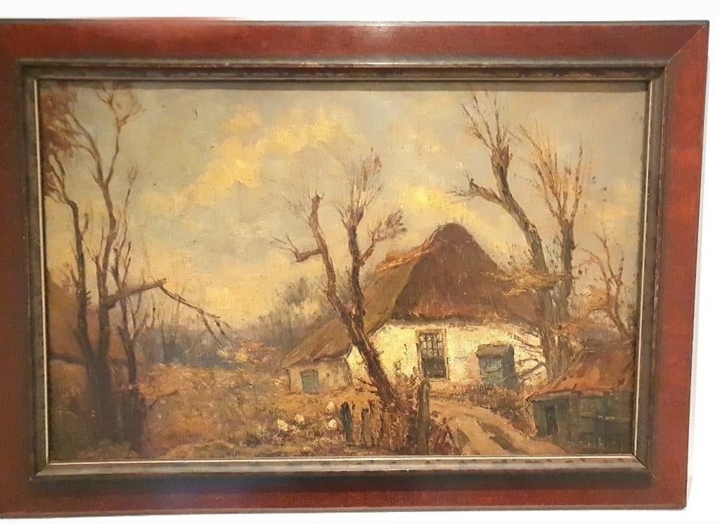 Antiek Schilderij W.F. Boekstal Olieverf op Doek, Ophalen