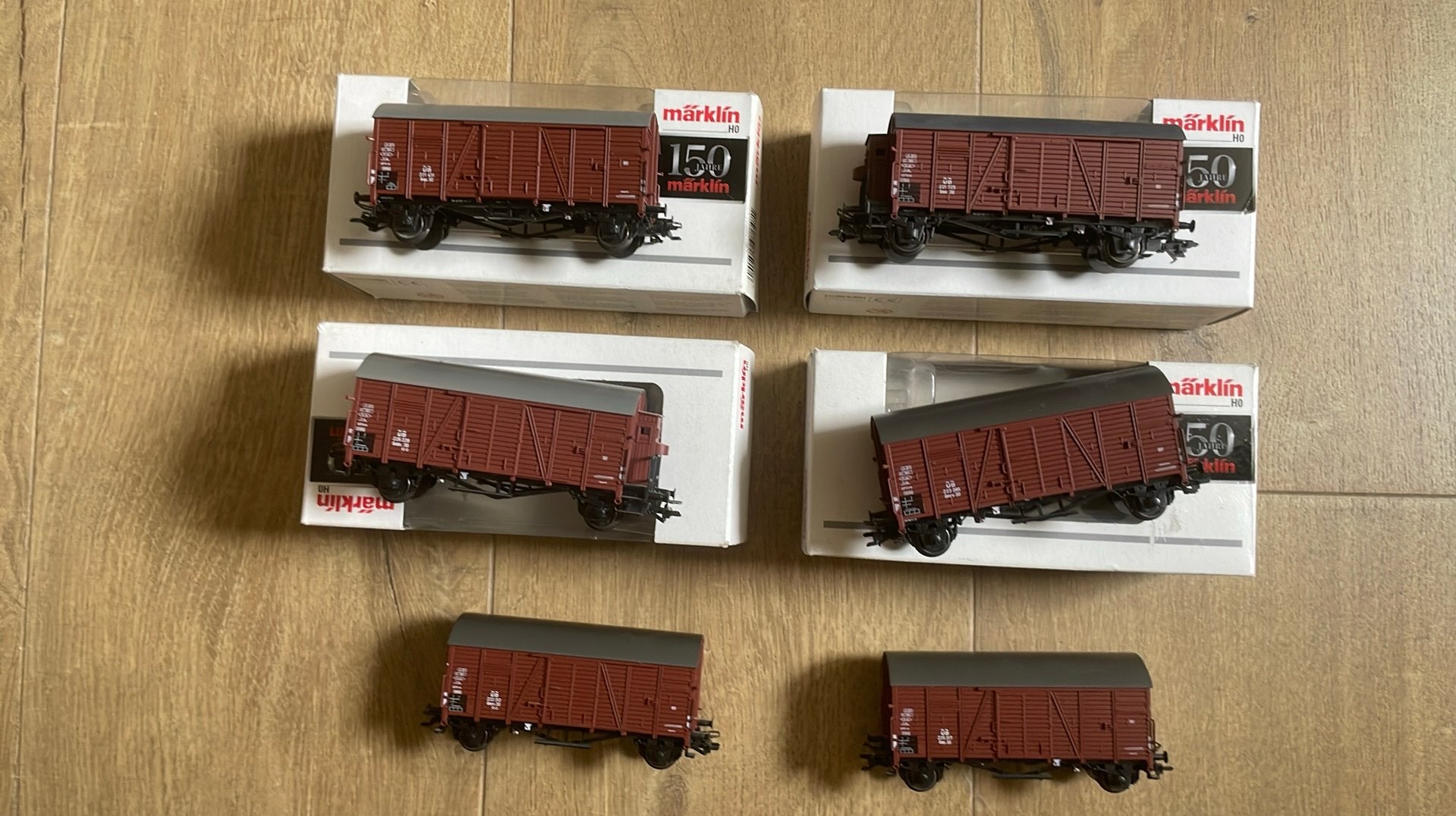 6 marklin goederenwagons DB 00773, Wisselstroom, Wagon, Ophalen of Verzenden, Zo goed als nieuw
