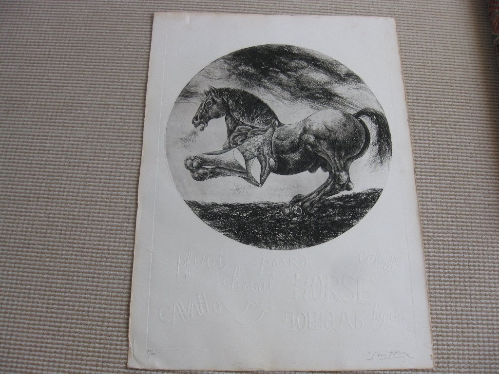 Willem Snitker. Ets 45/150. Op karton met reliëf. Gesigneerd, Ophalen of Verzenden, Ets