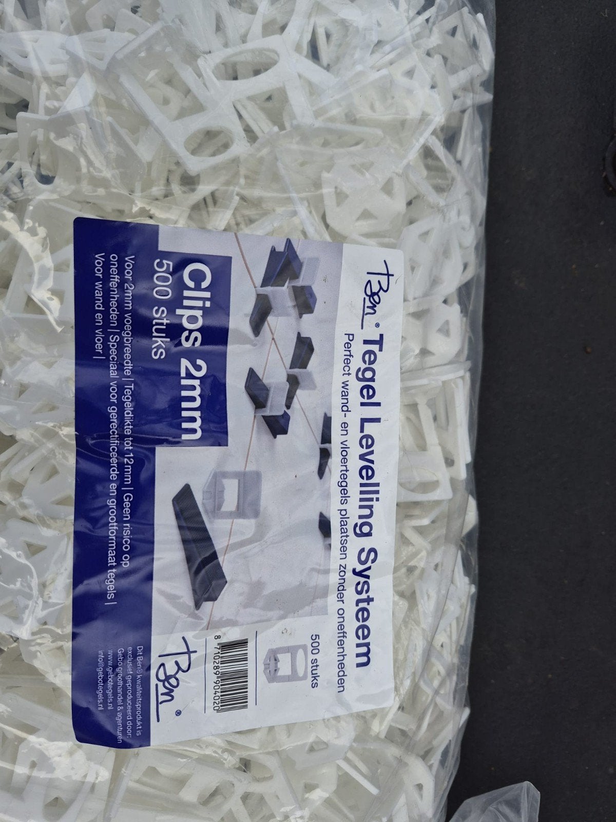 Ben Tegel Levelling Systeem Clips 2mm, Overige materialen, Nieuw, Minder dan 20 cm, 10 m² of meer