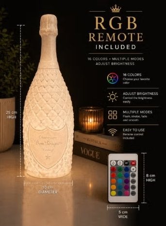 Dom Pérignon Fles LED Lamp - Sfeervolle Verlichting, Ophalen of Verzenden, Nieuw, Lichtbak of (neon) lamp