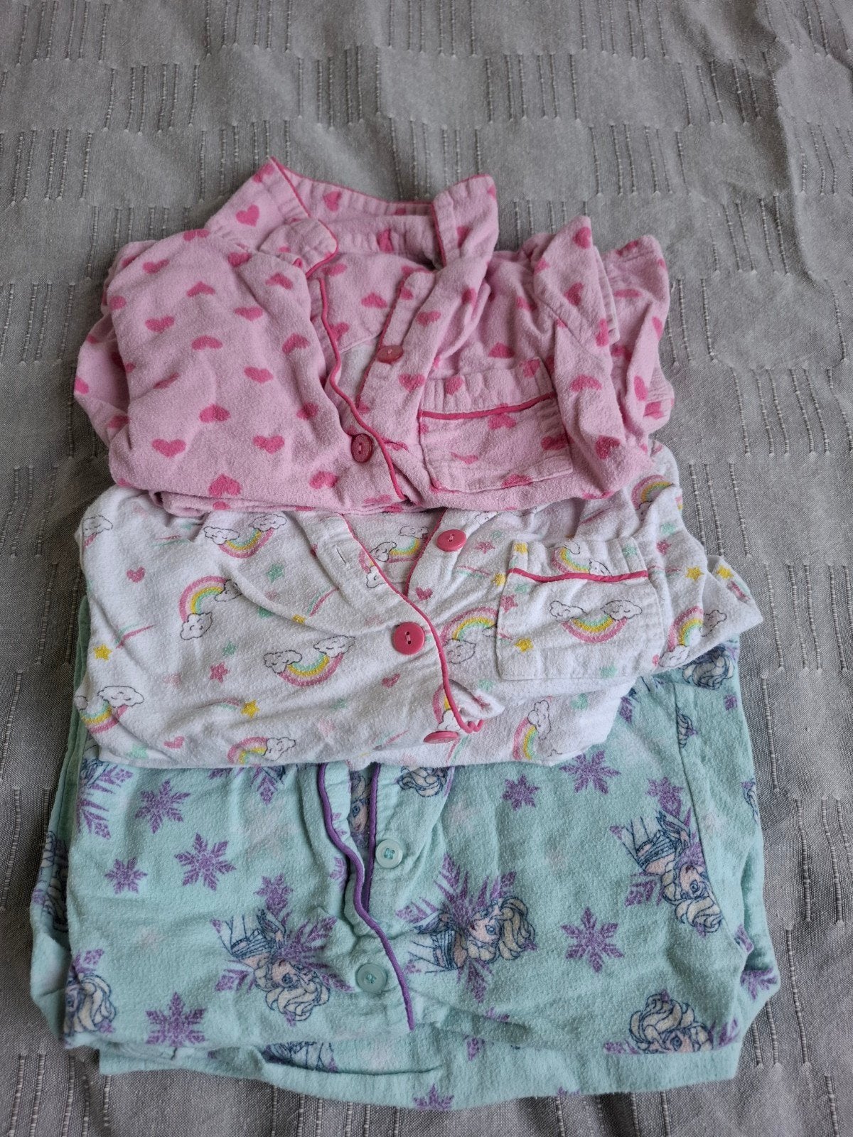 Flanellen pyjama's maat 110/116 - 3 stuks, Ophalen, Gebruikt, Meisje, Nacht- of Onderkleding