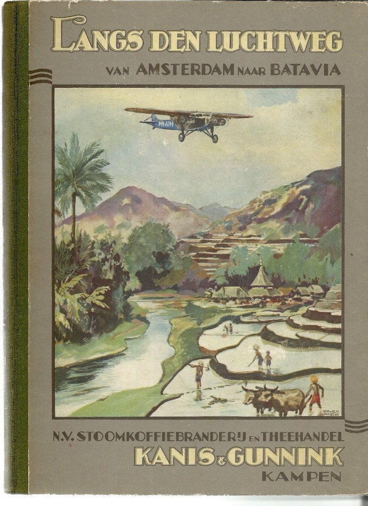 Plaatjesalbum Langs den Luchtweg 1933, compleet, Ophalen of Verzenden, Gelezen, Bob van den  Boom, Plaatjesalbum