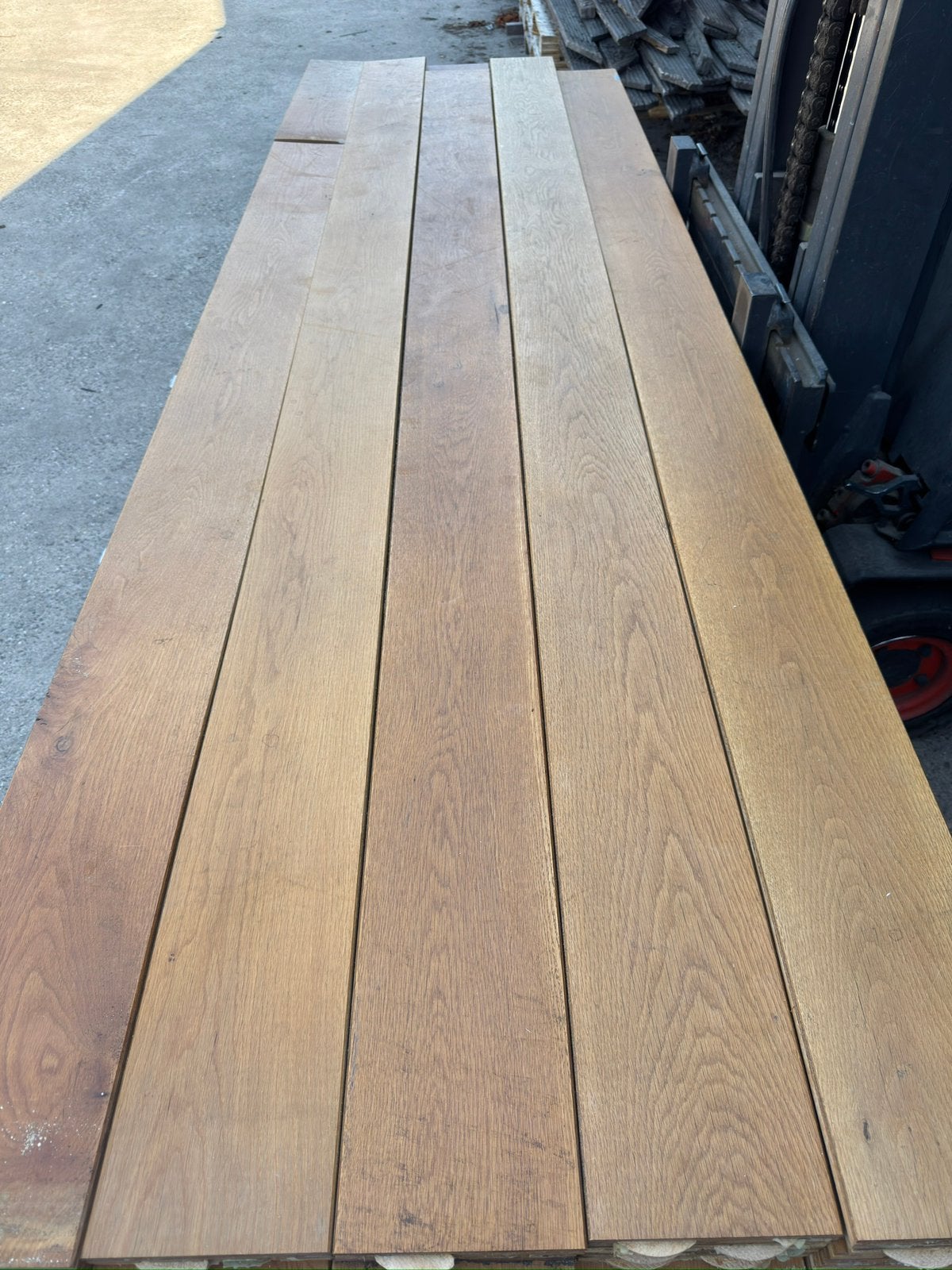 Eiken vloer 46 m2 massieve vloerdelen 18 cm breed 2,1 cm dik, Ophalen, Gebruikt, Vloerdelen of -planken, 10 m² of meer