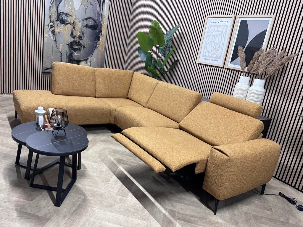 ZGAN Montel Tuscan Hoekbank - Mustard Geel - 297 x 210, Huis en Inrichting, Banken | Bankstellen, -, -, Hoekbank, Ophalen of Verzenden