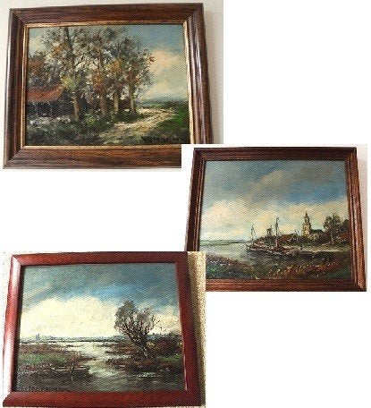 3 Mooie Olieverfschilderijen van H.C. Kranenburg [1917-1997], Ophalen of Verzenden
