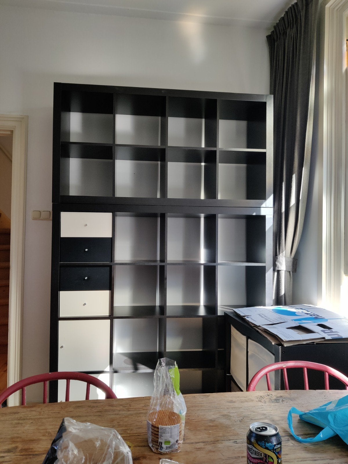 Gratis IKEA Kallax kast - Zwart vakkenkast, Ophalen, Gebruikt