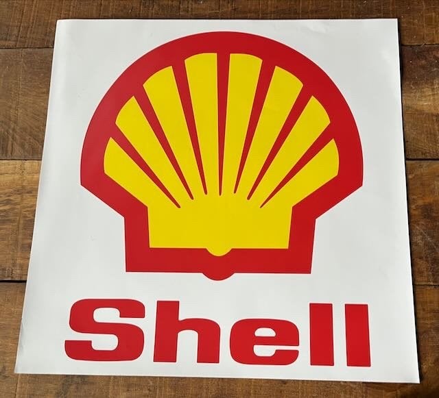 SHELL  sticker - Bezinepomp  +- 40 cm, Ophalen of Verzenden, Zo goed als nieuw, Auto's