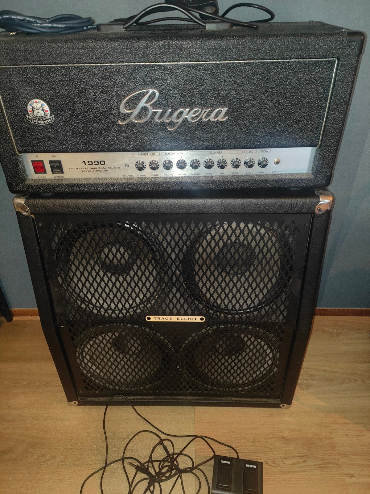 Bugera 1990 British Bite 120W en Trace Elliot 4x12, Ophalen, Gebruikt, 100 watt of meer