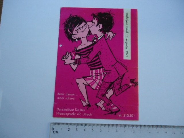 sticker 1977 Strip dansschool DE RIJK Utrecht dans retro, Verzenden, Zo goed als nieuw