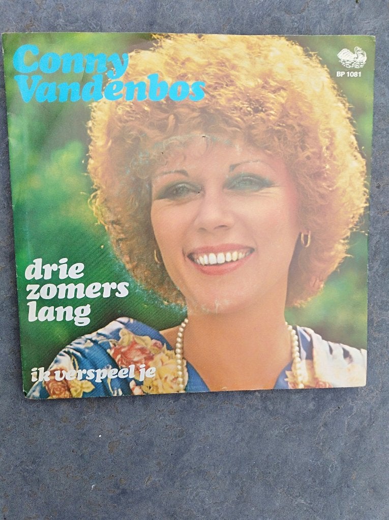 †CONNY VANDENBOS: "Drie zomers lang"/CONNY VANDENBOS-SETJE!, Ophalen of Verzenden, Zo goed als nieuw, 7 inch, Levenslied of Smartlap