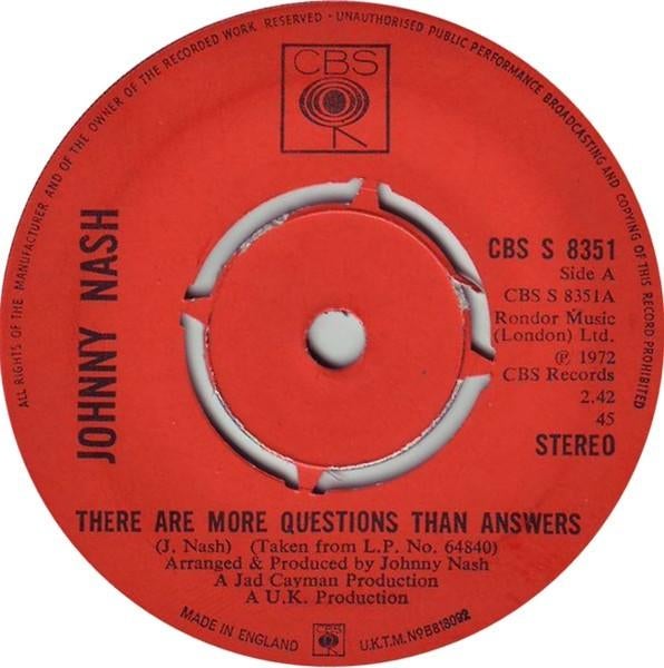 Johnny Nash - There are More Questions ... (Single), Cd's en Dvd's, Vinyl Singles, Latin en Salsa, Gebruikt, 7 inch, Single