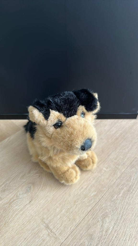 Schattige pluche hond - Zwart en bruin, Kinderen en Baby's, Speelgoed | Knuffels en Pluche, Ophalen of Verzenden, Zo goed als nieuw