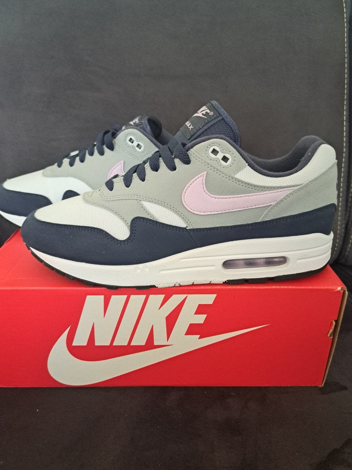 nike air max  1 obsidian lilac bloom 44.5, Ophalen of Verzenden, Zo goed als nieuw, Blauw