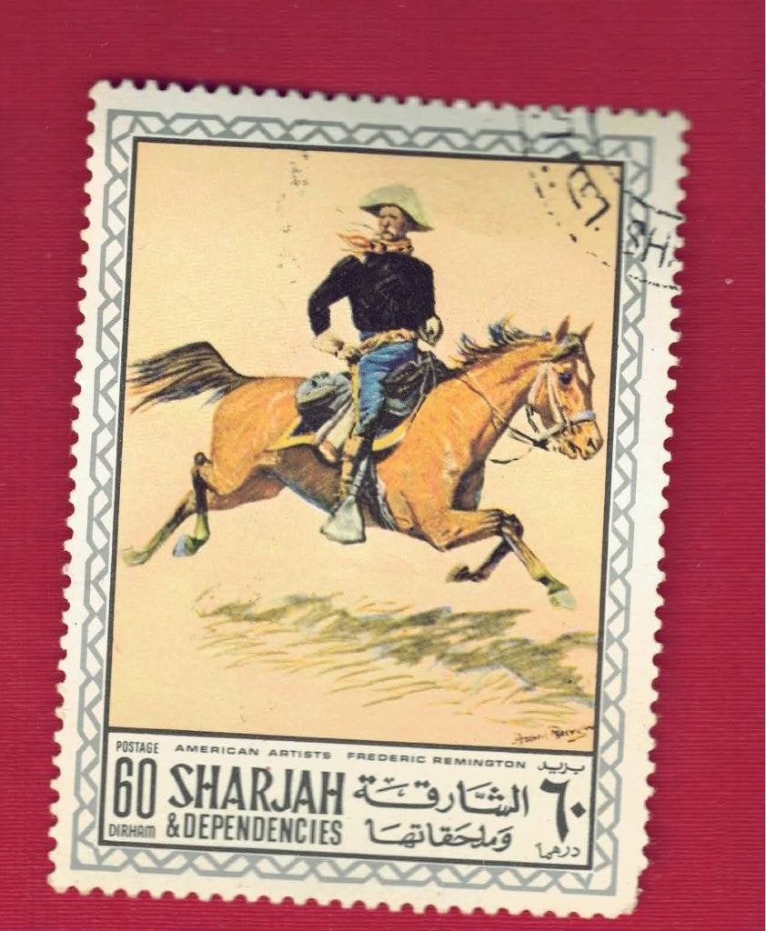 Fauna - Dieren - Paarden - Sharjah - 6- Dirham - gebr, Postzegels en Munten, Postzegels | Thematische zegels, Ophalen of Verzenden