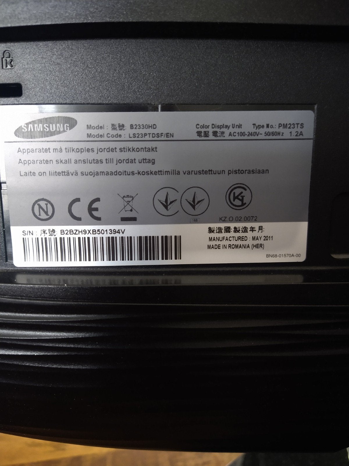 Samsung B2330HD TV/Monitor - 23 inch Full HD, Gebruikt, Hoofdtelefoonaansluiting, HDMI, Full HD