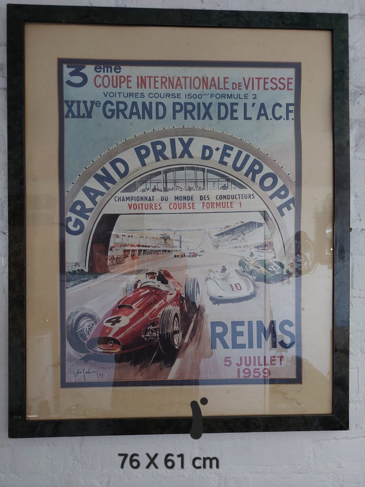 Poster Fomule 1 Reims 1959, Ophalen of Verzenden, Zo goed als nieuw, A1 t/m A3