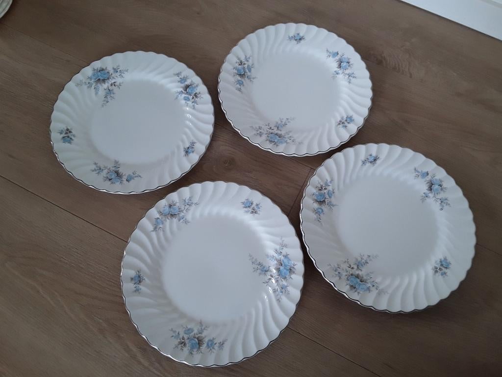 4 vintage diner borden Johnson Brothers Snowhite Regency, Huis en Inrichting, Keuken | Servies, Gebruikt, Ophalen of Verzenden